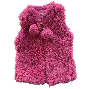 American Widgeon girls 6/6x faux fur vest Hot pink w/pom pom zipper